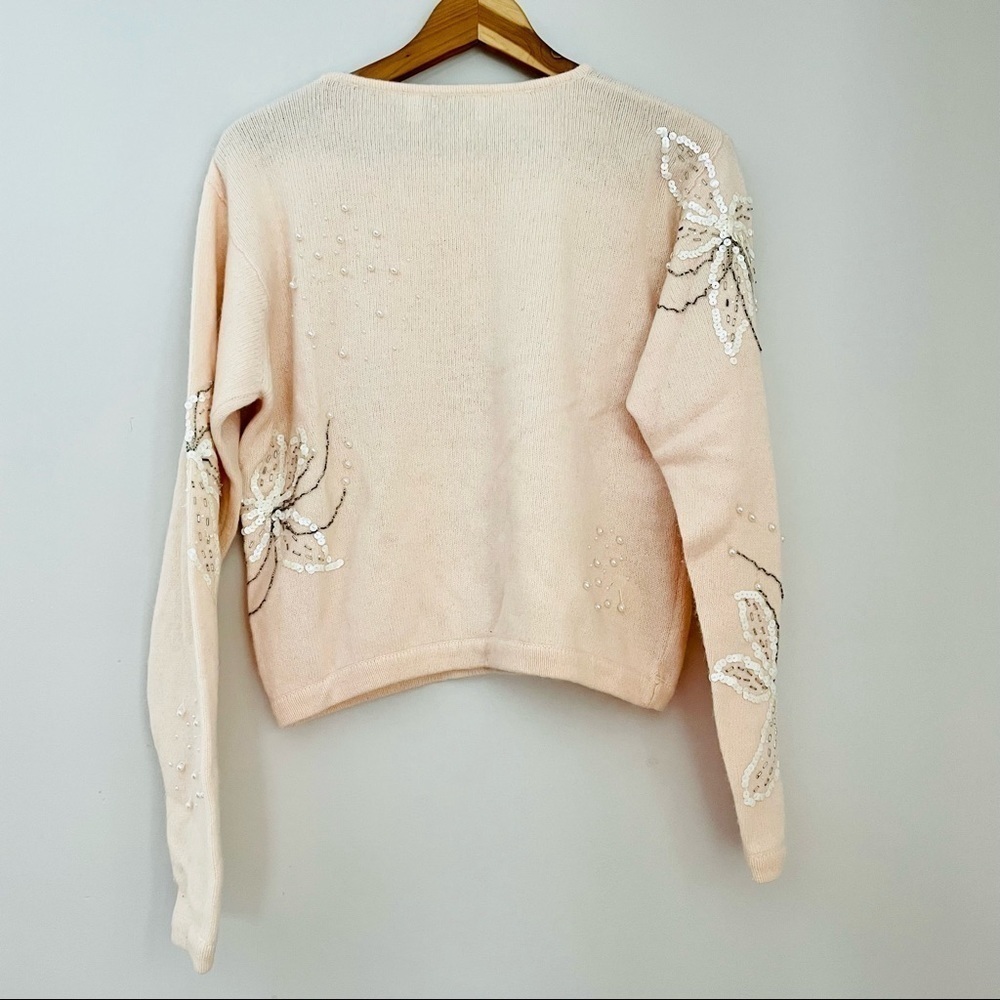 Vintage Marisa Christina Beaded Pearl Embellished Angora Sweater - Picture 7 of 13
